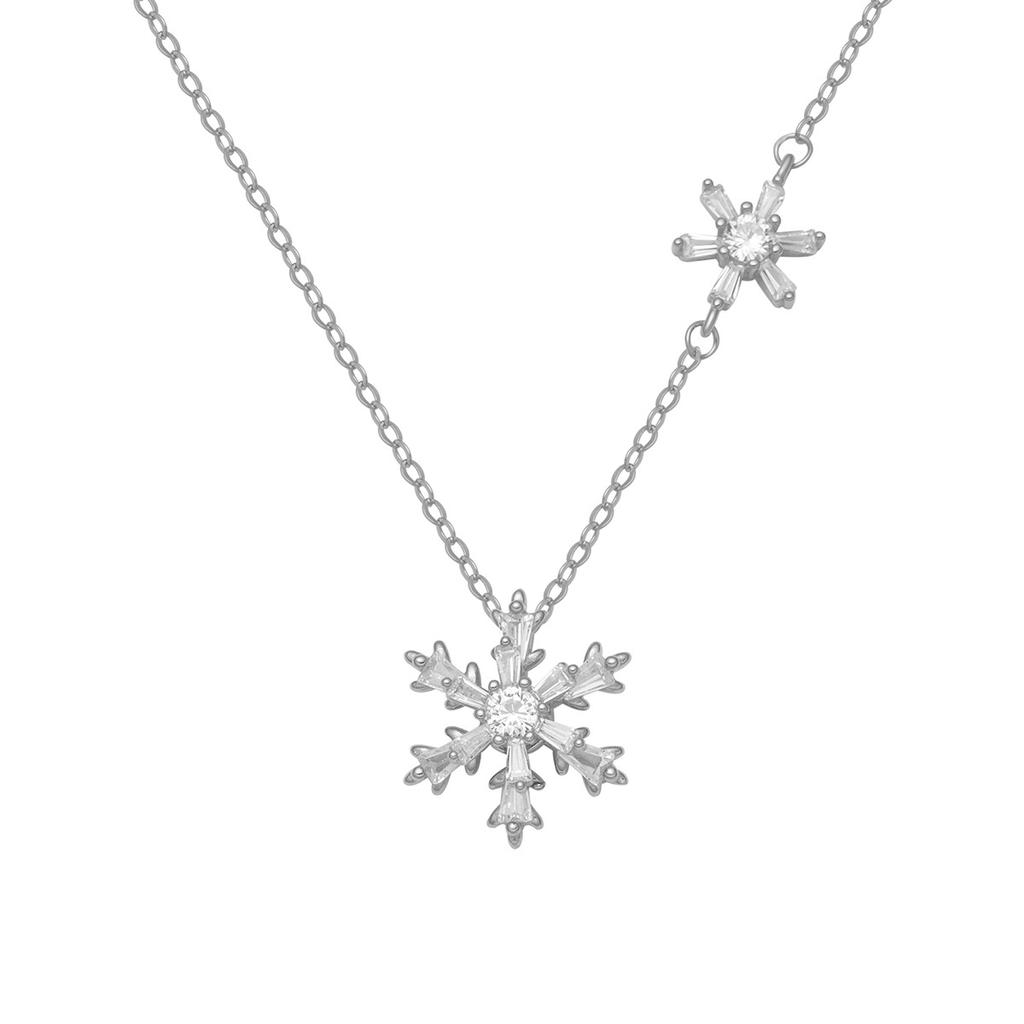 Ожерелье из стерлингового серебра S925 с вращающейся снежинкой, женская мода, легкая, роскошная, высокого класса, с цветочной цепочкой на ключицу, которую можно вращать