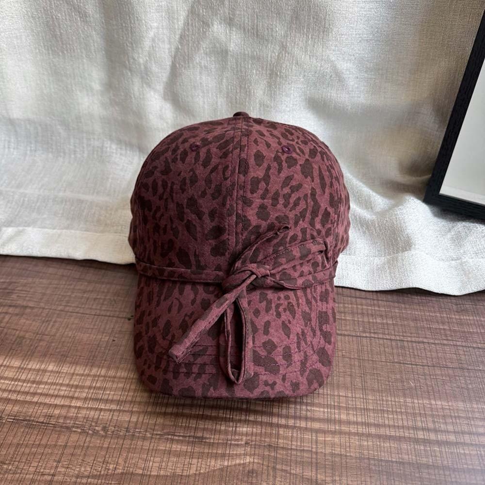 Sunscreen Leopard Print Bow Baseball Cap Sunshade American Style Casquette Cool Girls