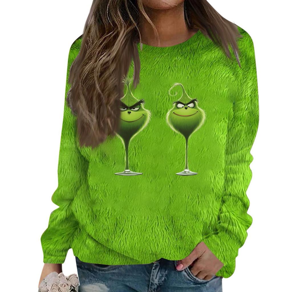 Толстовка большого размера для женщин с круглым вырезом и принтом, с длинным рукавом, рубашки, толстовка