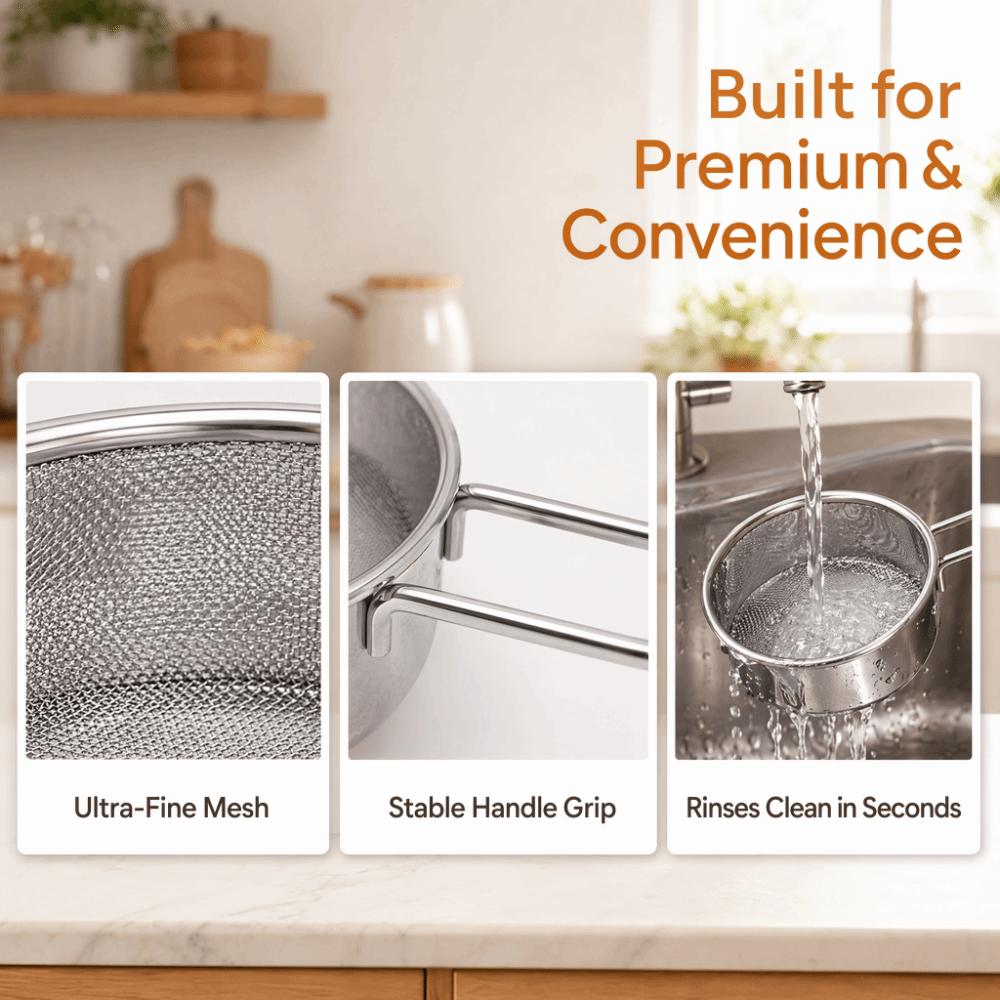 Lightweight Mesh Round Sifter 304 Stainless Steel Food Strainer  Cheesecake Pizza Bread
