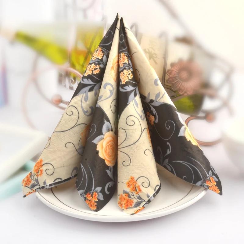 20pcs/Pac 33*33cm 2-Ply Disposable Party Napkin Floral Pattern