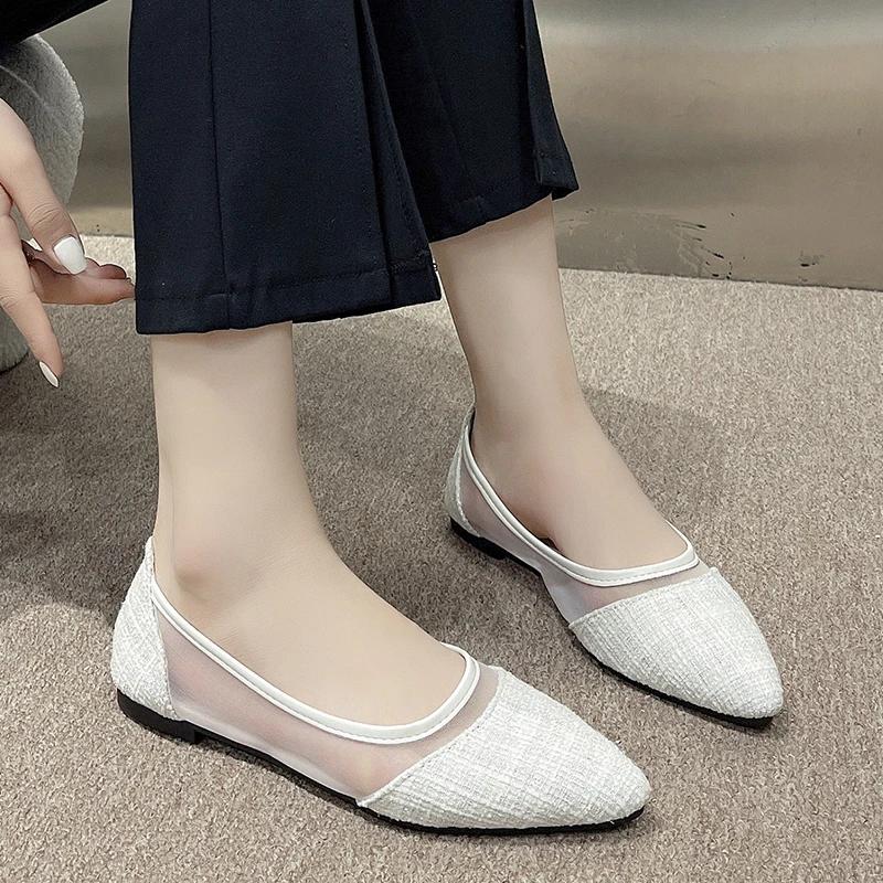 2024 New Fashion Slip On Loafers Pointed Toe Breathable Casual Women Shoes Comfortable Women Soft Bottom Boat Shoes Plus Size 41