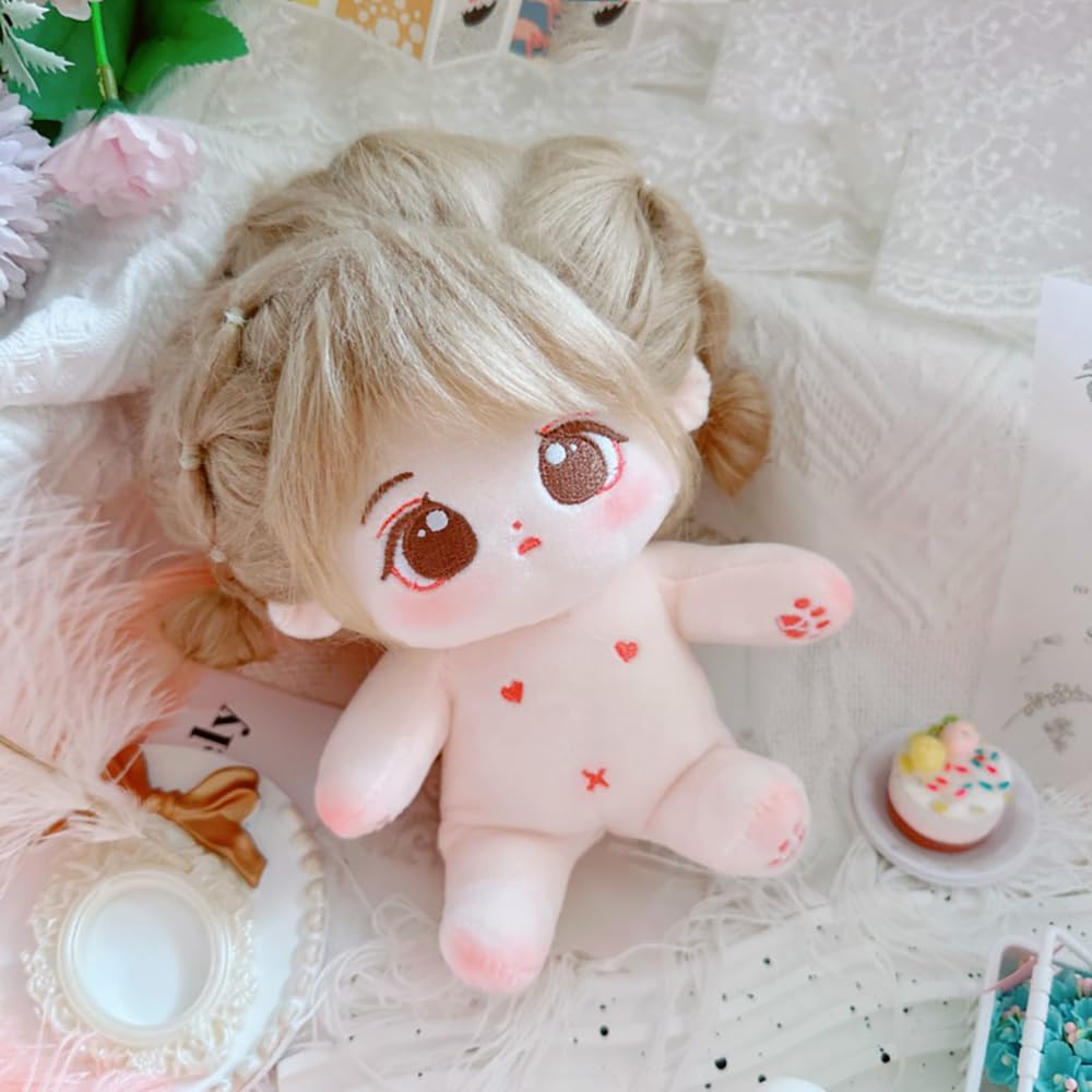 Niannyyhouse 20 см Плюшевая Карамельная Девочка с Жареными Черными Волосами из Обычного Хлопка, Волосы, Атрибуты, Тело, Кукла, Наряжаться (24-Скелет в комплекте)