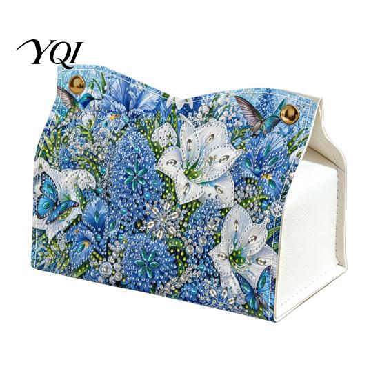 Handmade Paper Holder DIY Christmas Diamond Art Tissue Box, Sparkling Rhinestone PU Leather Napkin Craft Kits for Teens Holder, Rectangular