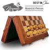 Handcrafted Rosewood Unique Chess Board Set Foldable Secure Storage for Magnetic Pieces with Extra Queens Chess Set for 2 Players Kids and Adults