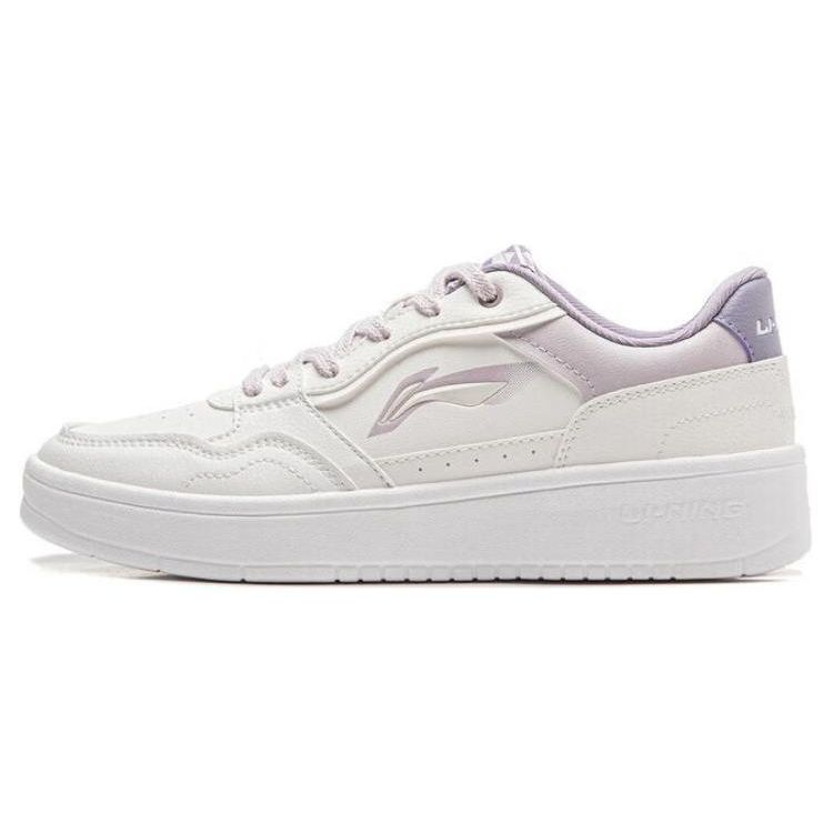 Li-Ning New Comfortable Fashion Non-Slip Wear-Resistant Low-Top Skate Shoes Women Sneakers White Purple AGCT474-2