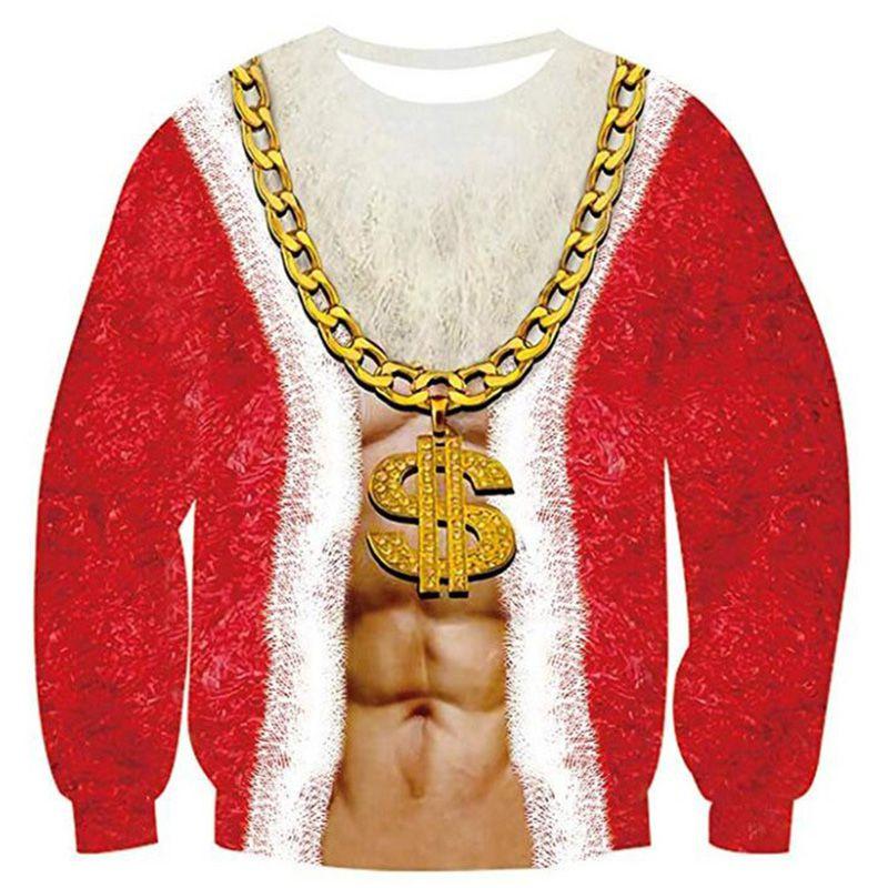 Уютный и праздничный 3D свитер с уродливым рождественским принтом, с круглым вырезом, для женщин и мужчин