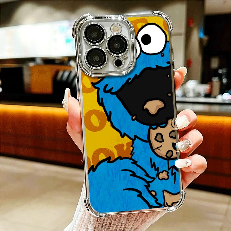 Sesame Street Cookie Soft Phone Case For iPhone 15 16 17 Air 14 Pro Max 16E Plus 13 12 Mini Plating Anti-Fall Fundas