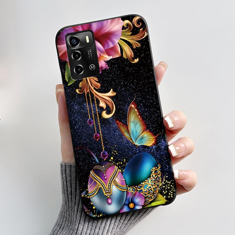 Casing For ZTE Blade A72 4G V40 Vita Phone Case Shell Aesthetic Cute Cat Astronaut Fashion Matte Black Protective Soft TPU Cover
