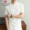 Pierre Cardin Мужская футболка-поло с коротким рукавом из смесовой ткани тенсел и льна