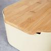 Cream bread box with bamboo board 33x18.5x12 cm