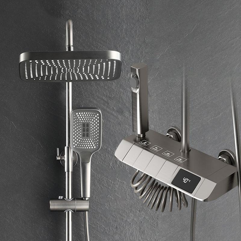 Цифровая душевая система фортепиано, настенный душевой набор для ванной комнаты с горячей и холодной водой, твердый латунный смеситель для ванны, серый цифровой душевой набор