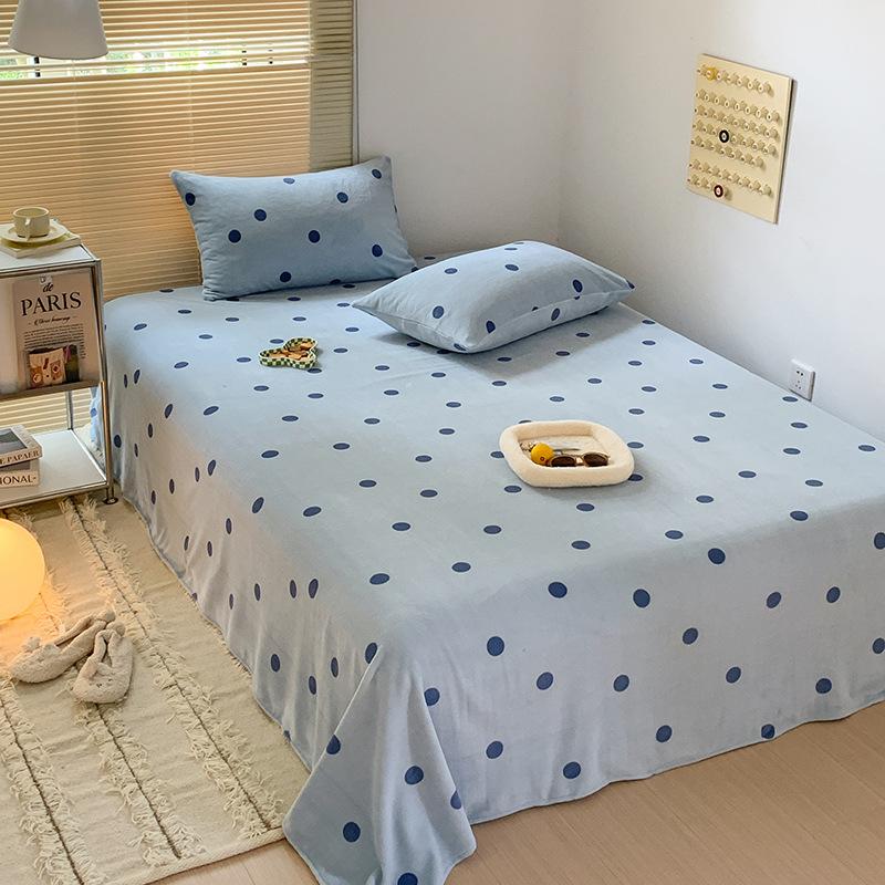Winter Solid Color Milk Fleece Flat Sheets Bed Home Coral Fleece Thick Warm Flannel Queen King Size Bed Spread with Pillowcases
