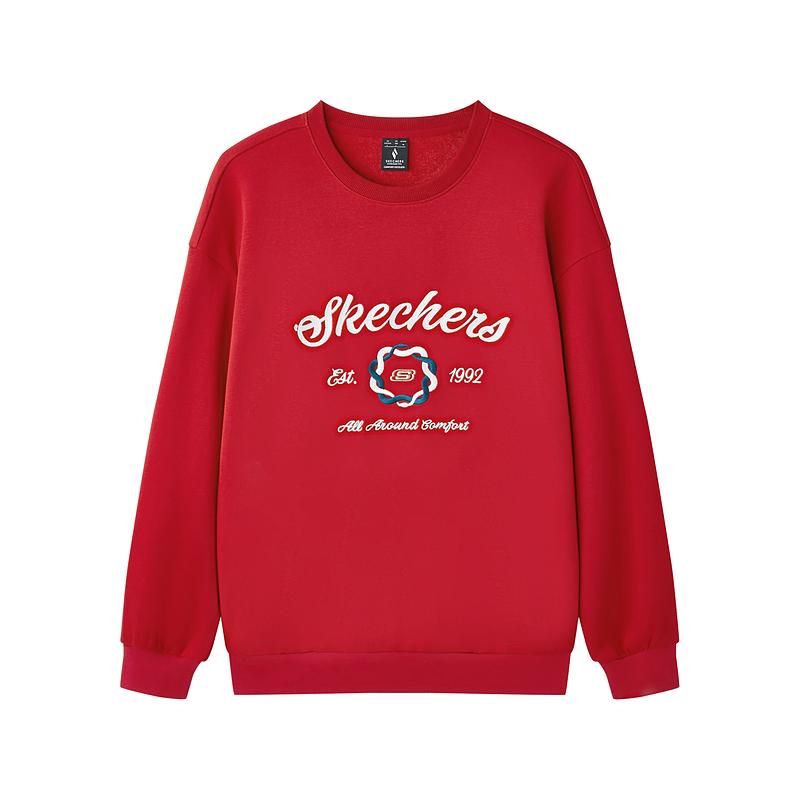 Skechers Новогодняя коллекция Студенческий стиль Color Block Удобная Модная Мягкая Круглый вырез Универсальная Толстовка Мужская толстовка Светло-красный L125M058-03LC