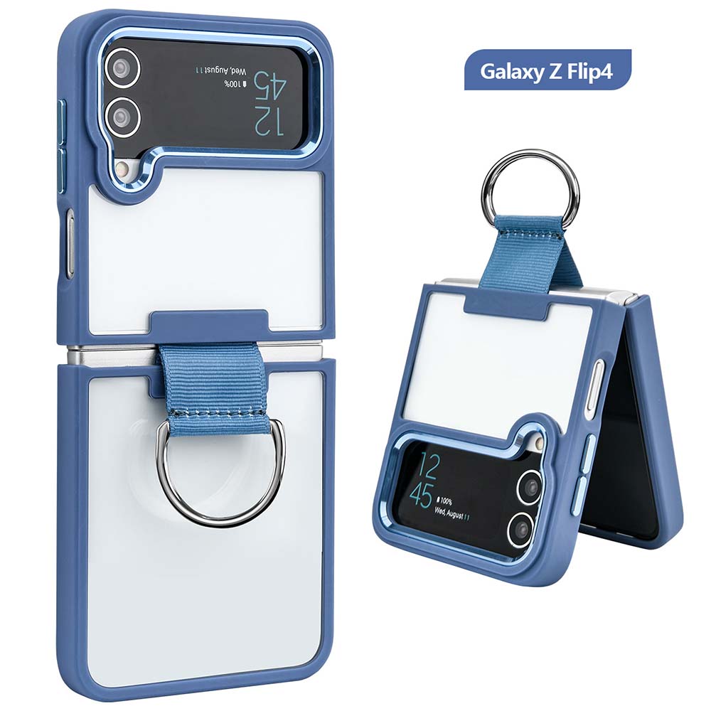 Clear Case for Samsung Galaxy Z Flip 4 Case with Ring Support Wireless Charging Shockproof Cover for Samsung Z Flip 4 5G