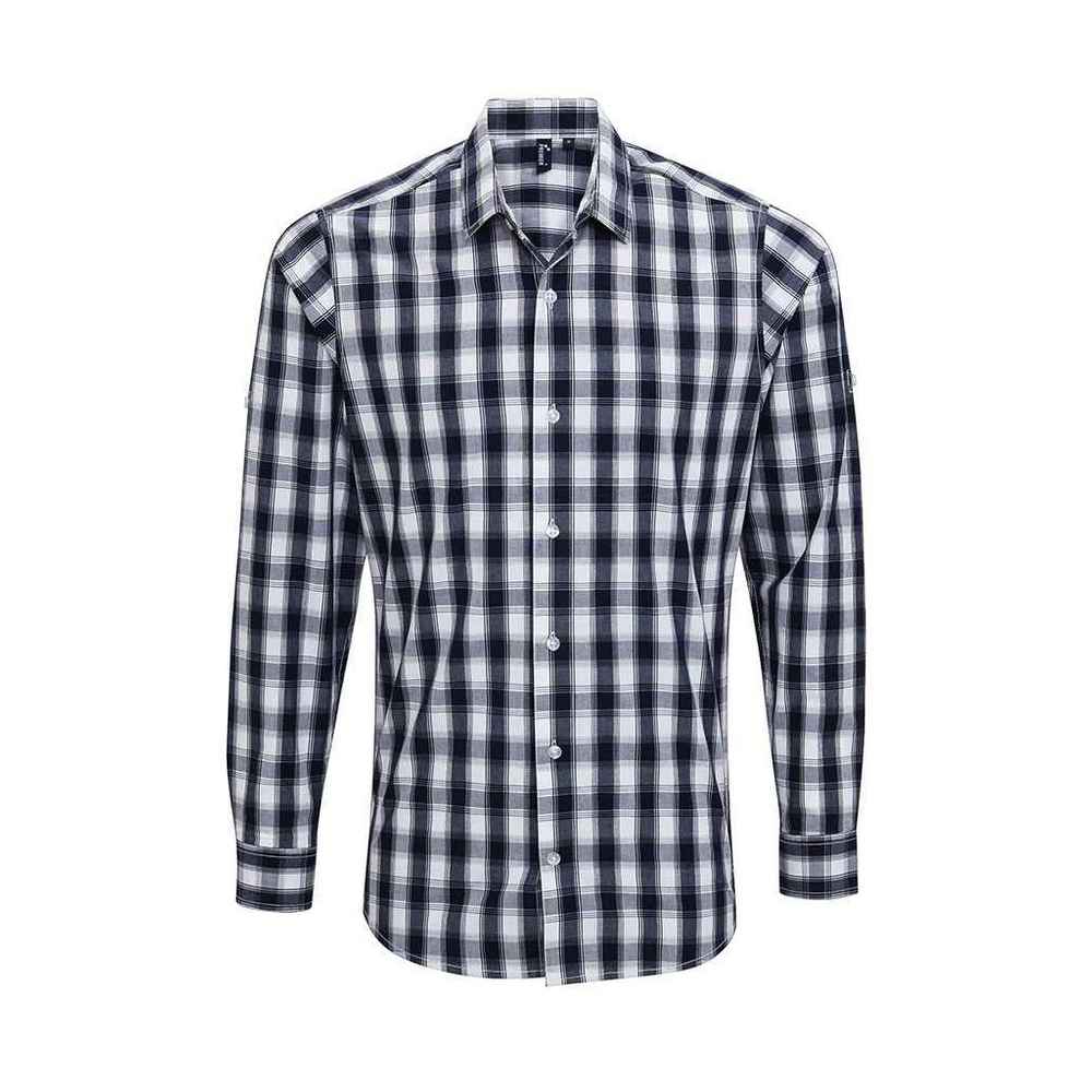 Premier Mens Mulligan Checked Cotton Long-Sleeved Shirt