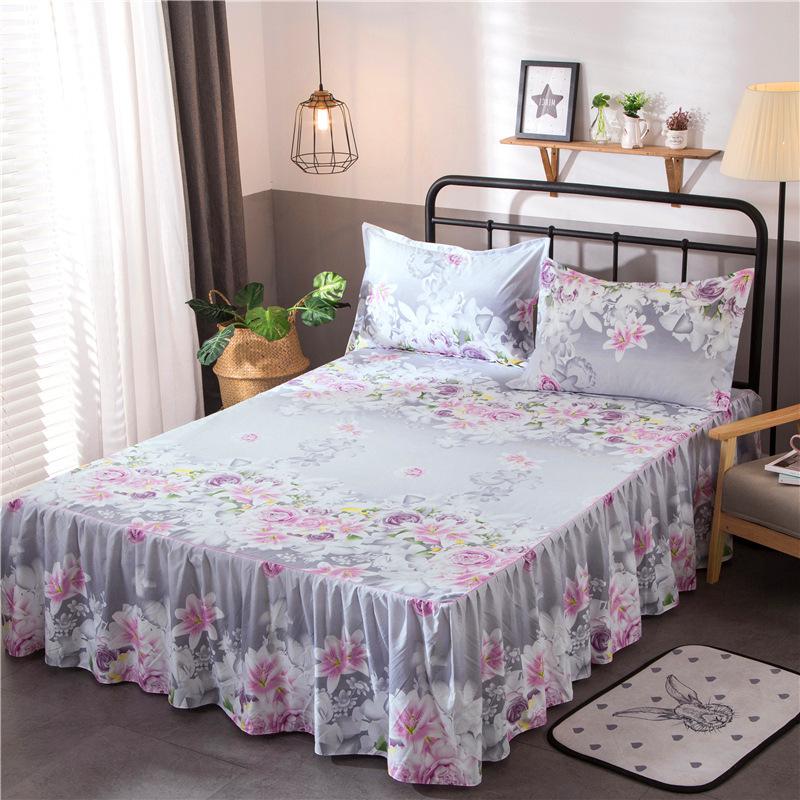 Bed Skirt Cotton Bedspread Set Embroidery Bed Dress Pillow Cases 3 Pieces/Set For King/Queen Double 1.5/1.8/2M Sheet Cover