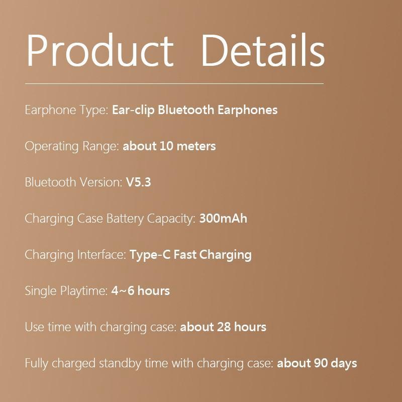 Настоящие беспроводные наушники Bluetooth 5.3 с зажимом для ушей, наушники с шумоподавлением, наушники для бега, спорта, бизнеса, громкой связи, гарнитуры для звонков