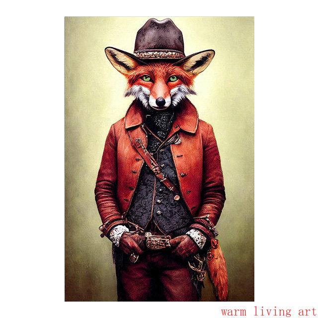 Retro Steampunk Cat Wolf Astronaut Rabbit Poster Art Canvas Painting Funny Animal Tiger Gorilla Poster Living Room Home Decor