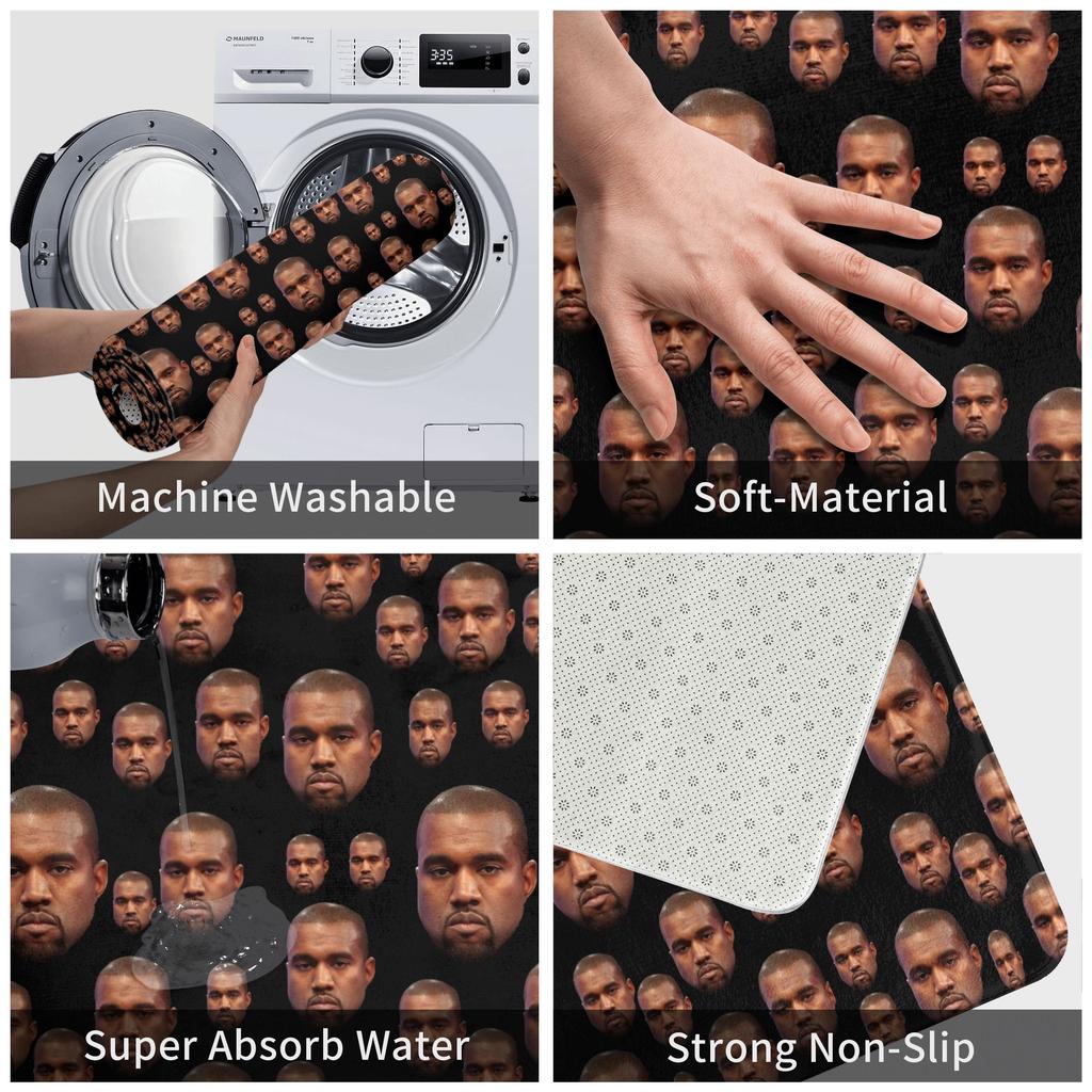 Funny Kanye West Collage Meme Front Door Mat Anti-Slip Outdoor Quick Dry Doormat Kitchen Bedroom Entrance Rug Carpet