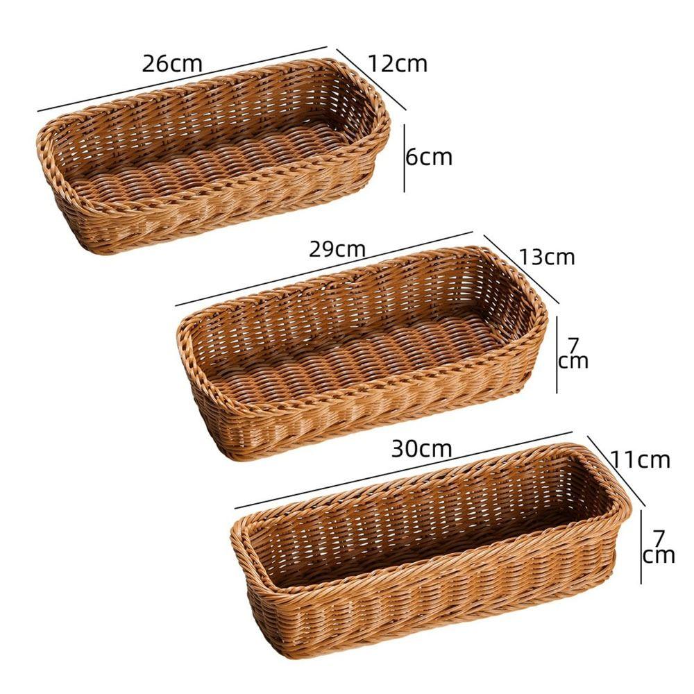 Прямоугольный поднос из искусственного ротанга, пластиковая тарелка для хлеба и еды, модная корзина для хранения из имитации ротанга, дом