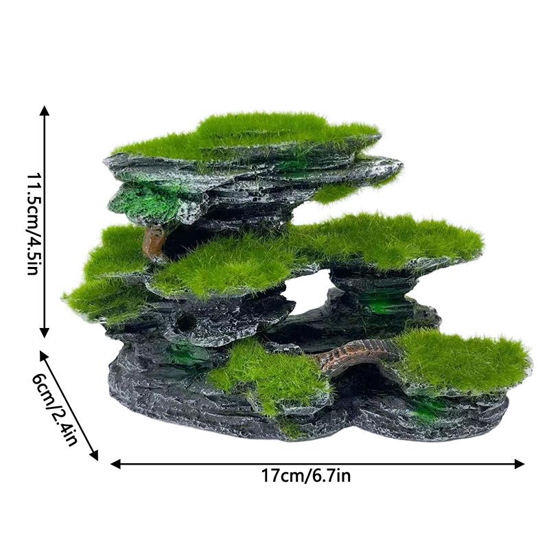 Камень «Горный вид» для аквариума, Камень «Вид» для аквариума, Укрытие для аквариума с мхом, Большие погружные смоляные украшения для аквариума