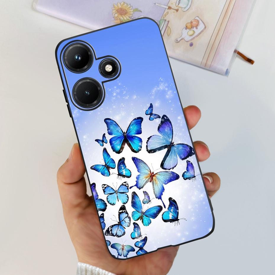 Чехол для телефона Infinix Hot 30i 30 Play NFC Красивый Цветок Бабочка Расписной Мягкий Силиконовый Чехол Для Infinix Hot30 30Play Hot30i