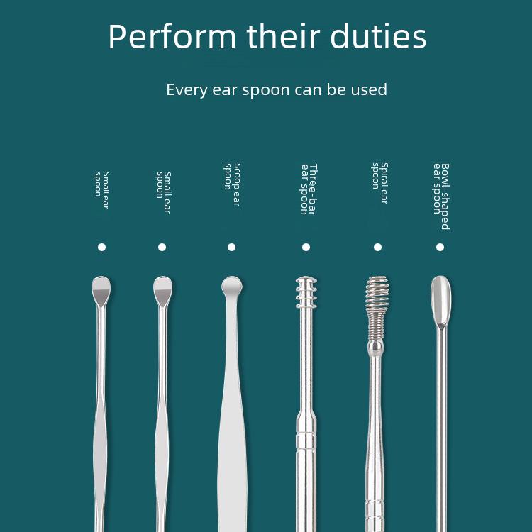 «Набор из 6 спиральных инструментов для чистки ушей для взрослых — портативный набор для чистки ушей»