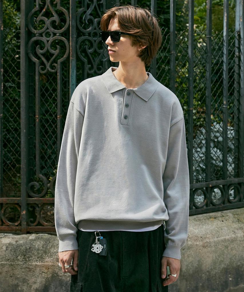 MINIMALPROJECT Half Button Collar Knit Mnt105 / 2 Colors