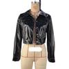 European & American Women's PU Leather Lapel Jacket - 2024 Autumn/Winter, Single-Breasted, Long-Sleeve, Small Coat.