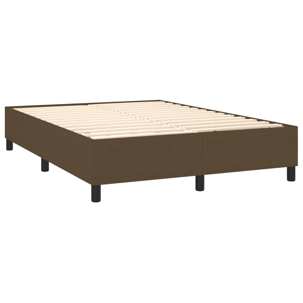 Box Spring Bed with Mattress Dark Brown 140 x 190 cm Fabric