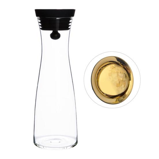 Drip-free Pouring Kettle Glass Water Pitcher, Heat Resistant Cold Brew Jug with Fruit Infusion Bottle Lid, 800ml/1200ml/1500ml Large Iced Tea