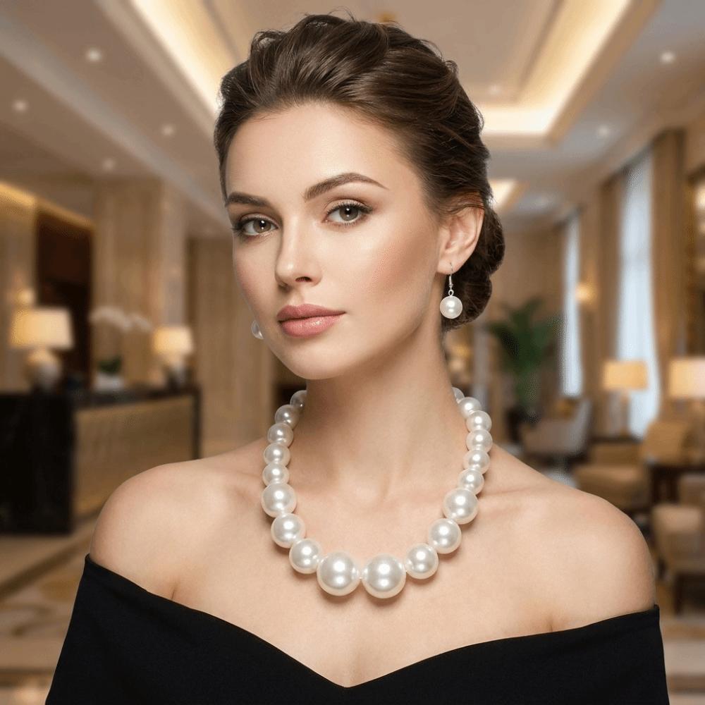 3 pcs/set Exaggerated Jewelry Set Gradient Size Drop Earrings Necklace Earrings Set Women