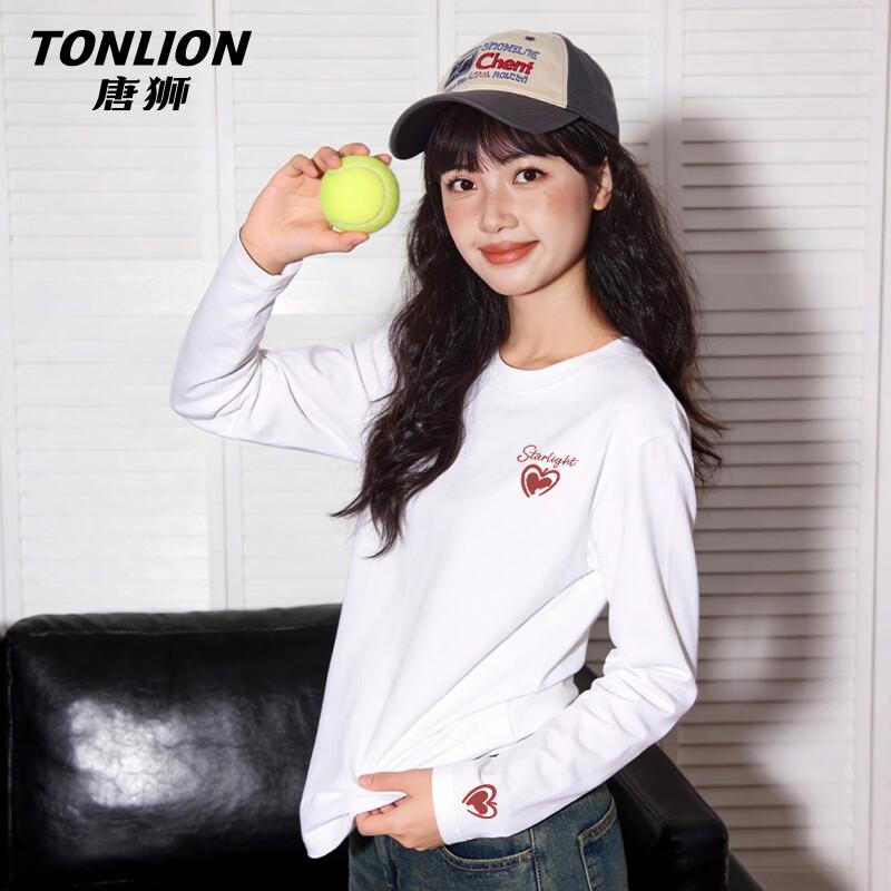 Женская футболка TonLion 100% хлопок свободного кроя с принтом в виде сердечек, с длинным рукавом
