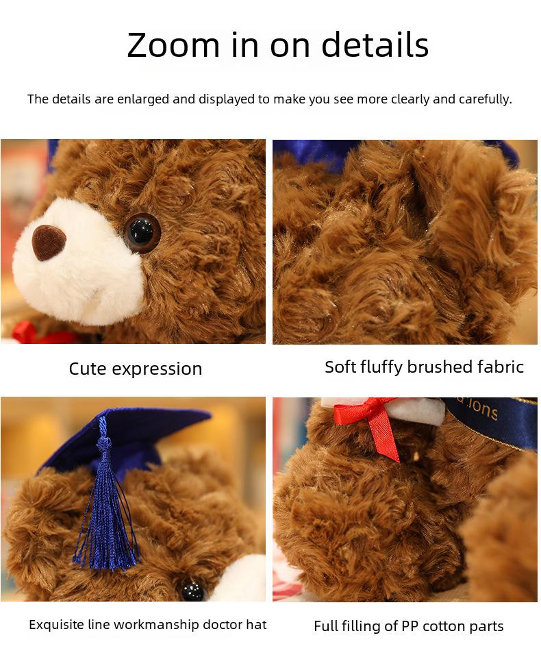 Мягкая игрушка «Выпускной медведь» с докторской шляпой — идеальный памятный подарок для выпускников бакалавриата
