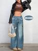 Women's Summer Loose Wide-Leg Jeans with Chain Detail N012