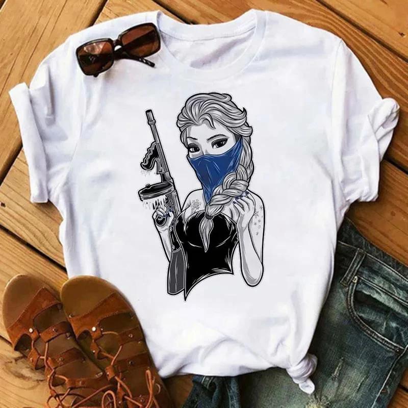 Kawaii Unisex Princess Cotton T-Shirt Summer Tops Harajuku Cartoon Graphic Tees Cute T-shirt Blouses