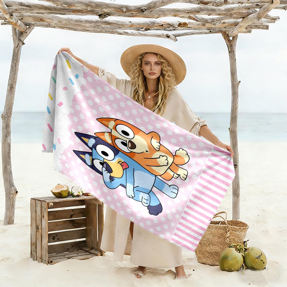 Bluey Bingo Adventure Beach Towel Soft Durable Quick-Dry Comfortable Lightweight Suitable for Swimming, Gym, Camping, Yoga Vacation