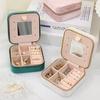 Box Lining Portable with Mirror Flannel Jewelry Storage Zipper Large Capacity Travel Earring Ring