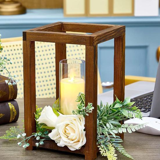 Подставка для цветов из деревянного каркаса, искусственный шелковый цветок, подставка для свечей для чайных свечей, свадьба