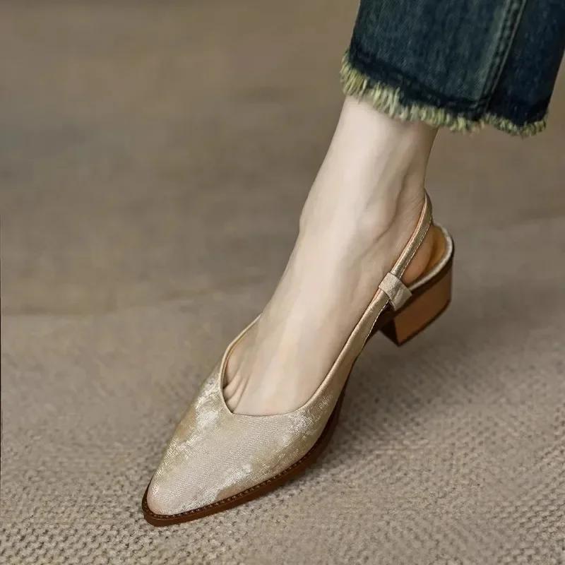 Туфли-лодочки из кожи на высоком каблуке для женщин Босоножки на каблуке весна-лето Модная обувь Комфорт для женщин