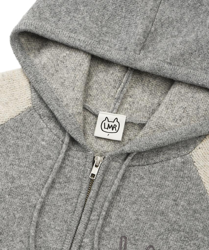 LMR Drawing Graphic Knit Zip-Up Hoodie Grey