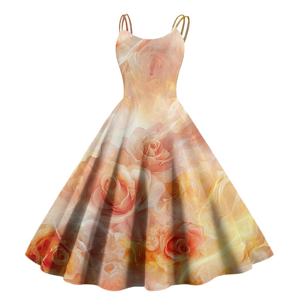 Женское сексуальное платье с открытыми плечами в стиле панк-винтаж с цветочным принтом