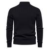 Men's Winter Solid Color Stand Collar Half Zipper Slim Fit Knit Long Sleeve Top