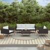 Garden Furniture Set - vidaXL - 4 Pcs - Black Braided Resin - Cushions Included - Contemporary Style