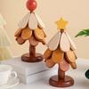 Yousheng 3Pcs Wooden Christmas Tree Trivets for Hot Dishes Heat Insulation Placemat Desktop Protection Mat Creative Tree Shape Coaster Table Decor