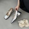 Silver Rhinestone Daughter Mary Jane Shoes High Heels Women's 2025 New French Temperament Beautiful Thick Heel Light Mouth Single Shoes