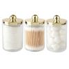 1/2/3pcs Cotton Swab Ball Pad Holder 10 Oz Qtip Apothecary Jar Clear Storage Box Makeup Organizer, Bathroom Containers Dispenser