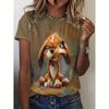 Летняя женская футболка с забавным принтом животных 3D Женская свободная одежда Модная повседневная футболка с круглым вырезом и коротким рукавом