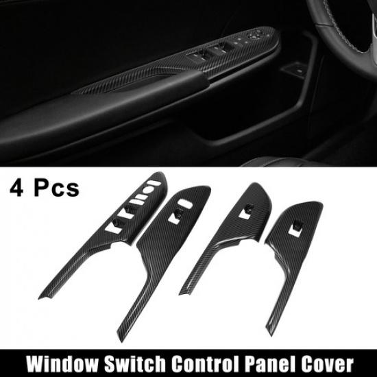 Power Window Switch Cover Sticker for Honda Carbon Fiber Pattern Black 4pcs
